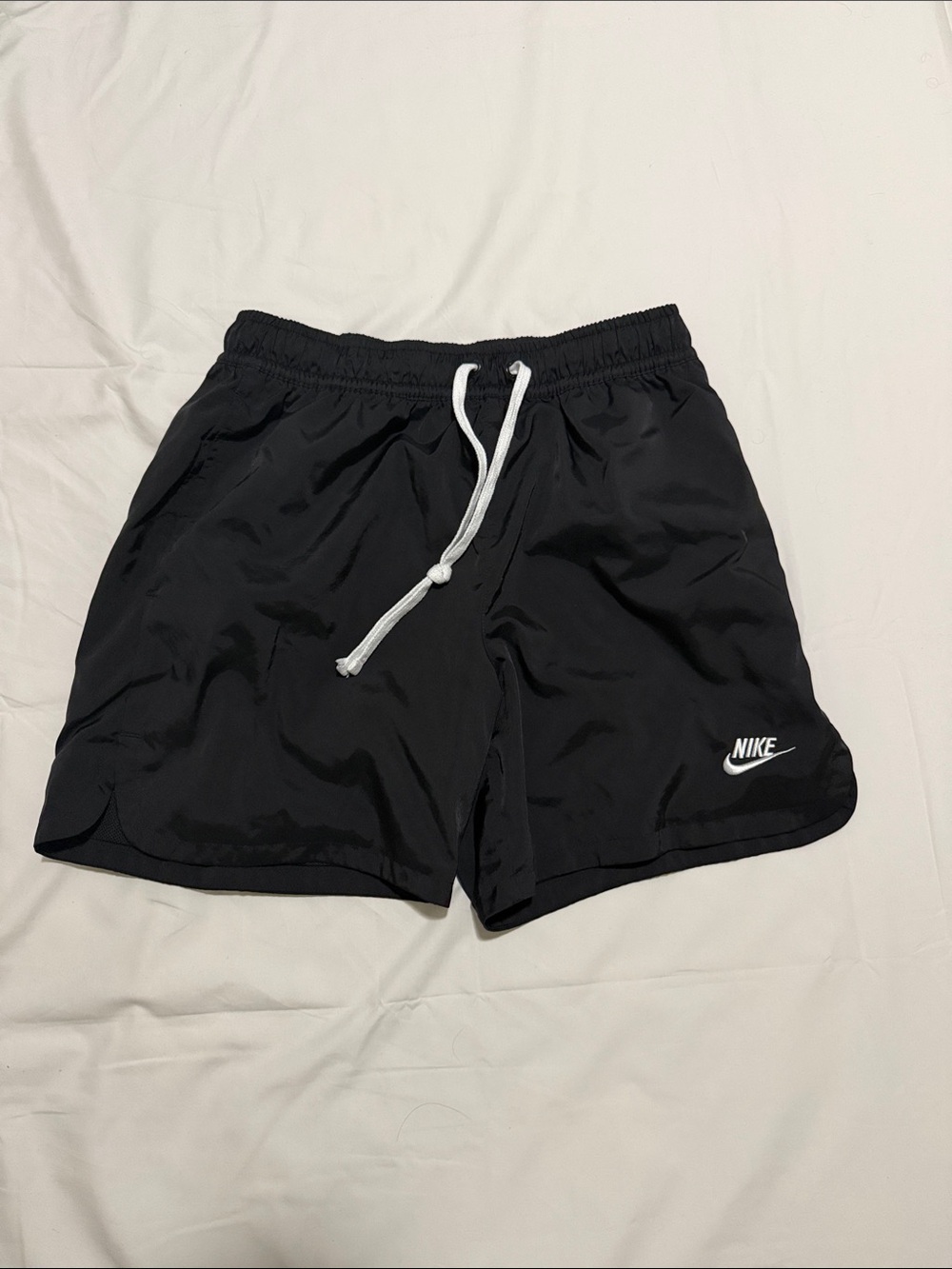 Nike Black Men's Athletic Shorts with White Drawstring